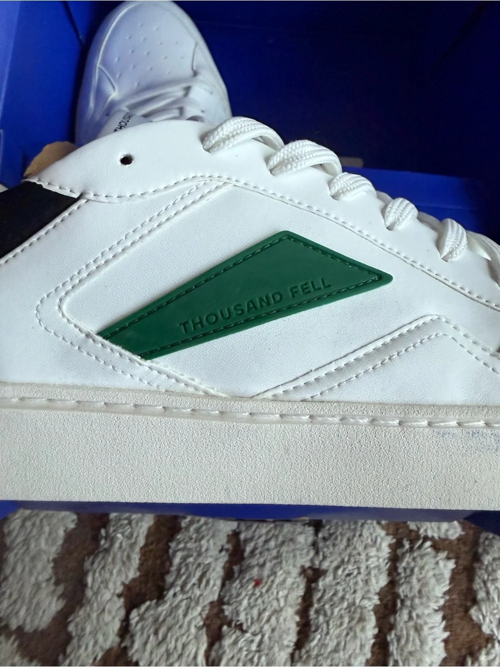 NIB! Thousand Fell Wht, Blk & Green (Stain/Odor Resistant!) Court Sneakers, 11M